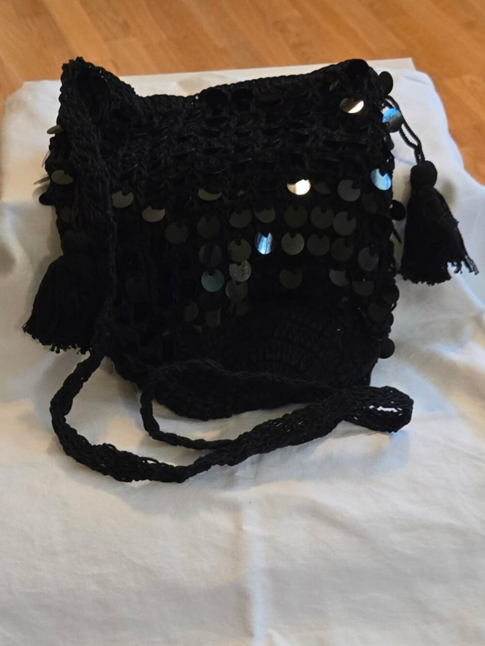 Anju Sequin Crochet Bucket Purse
